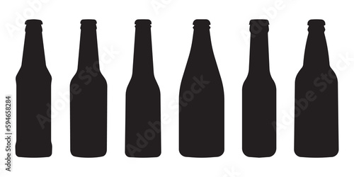 Bottle icon silhouette. set of different bottles