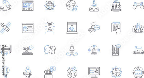 Nanotechnology line icons collection. Innovation, Microscopic, Nanoparticles, Future, Precision, Science, Research vector and linear illustration. Advanced,Materials,Quantum outline signs set