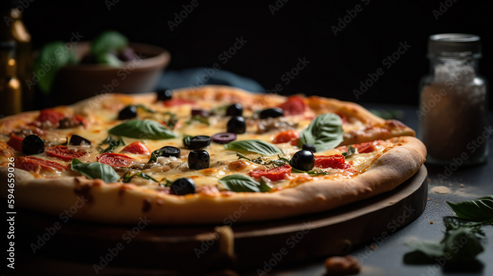 Delicious Italian Pizza with Tasty Toppings, Traditional Recipe
