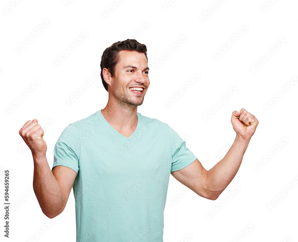 Fist pump, success and winning man isolated on transparent, png background for goals, celebration and cheers. Celebrate, achievement and winner or happy person with yes for bonus, news and power Fist pump, success and winning man isolated on transparent, png background for goals, celebration and cheers. Celebrate, achievement and winner or happy person with yes for bonus, news and power