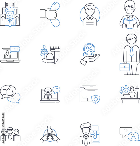 Job profession line icons collection. Doctor, Engineer, Lawyer, Architect, Teacher, Nurse, Artist vector and linear illustration. Chef,Writer,Musician outline signs set