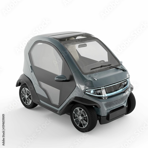 A small electric car on a white background  3d rendering