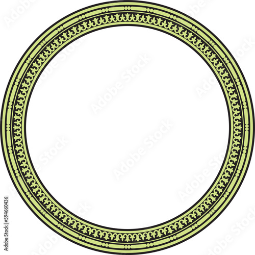 Vector round green and black seamless classic byzantine ornament. Infinite circle, border, frame Ancient Greece, Eastern Roman Empire. Decoration of the Russian Orthodox Church..