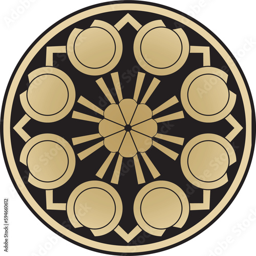 Vector golden and black round turkish ornament. Endless ottoman national circle.