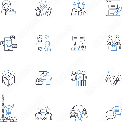 Patron assistance line icons collection. Helpdesk, Support, Assistance, Customer service, Guidance, Solutions, Interaction vector and linear illustration. Supportive,Resolution,Aid outline signs set