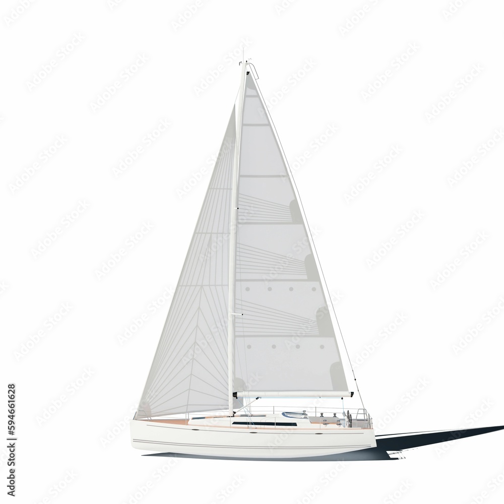 A white sailboat, 3d rendering