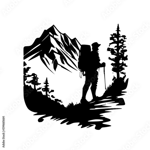 Hiking | Minimalist and Simple Silhouette - Vector illustration
