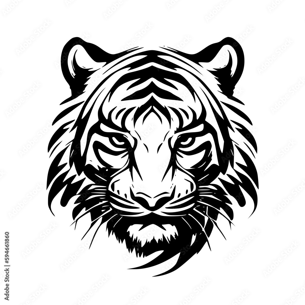 Tiger | Black and White Vector illustration Tiger | Black and White Vector illustration