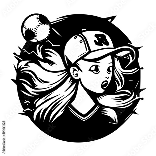 Softball - Minimalist and Flat Logo - Vector illustration