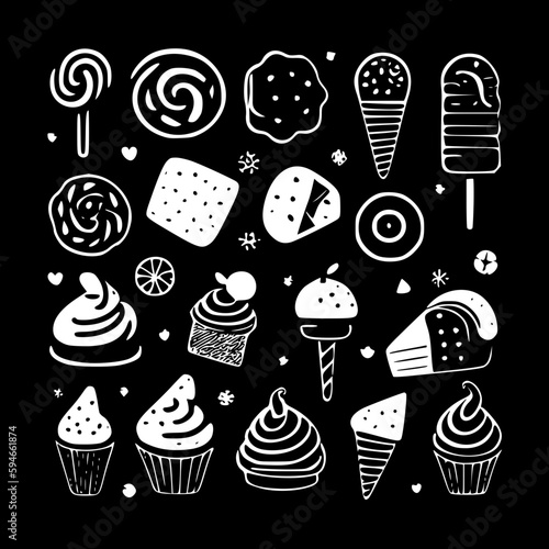 Sweets - Black and White Isolated Icon - Vector illustration