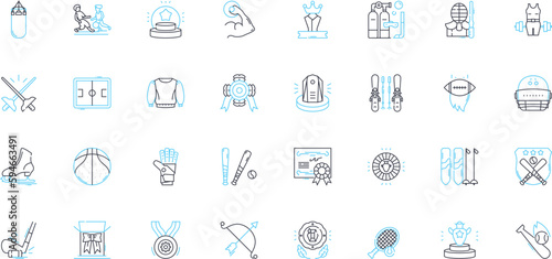 Supervision Oversight linear icons set. Surveillance, Management, Direction, Control, Monitoring, Regulation, Leadership line vector and concept signs. Authority,Administration,Inspection outline