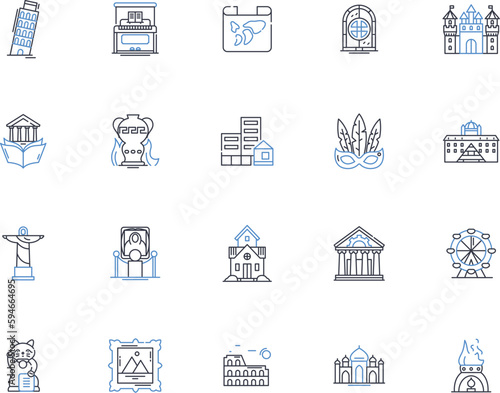 Narration line icons collection. Storytelling, Voice-over, Prose, Recitation, Memoir, Script, Dialogue vector and linear illustration. Monologue,Retelling,Autobiography outline signs set