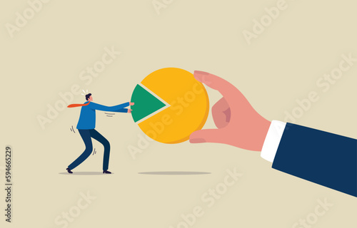 Businessmen Holding Pie Chart. Market share percentage of industry sale. Illustration