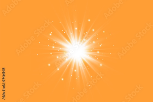 Solar rays.Warm sun on a yellow background. Leto.bliki. 