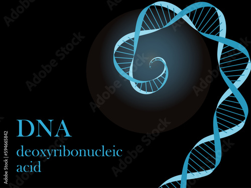 DNA（デオキシリボ核酸）のイメージのイラスト ・ブルー