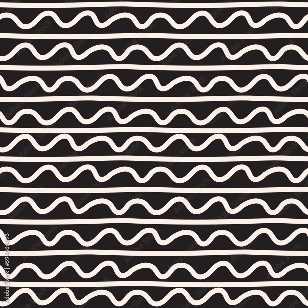 Seamless Repeat Wave Vector Hand Drawn Irregular Squiggle Scribble Modern Pattern Seamless Repeat Wave Vector Hand Drawn Irregular Squiggle Scribble Modern Pattern