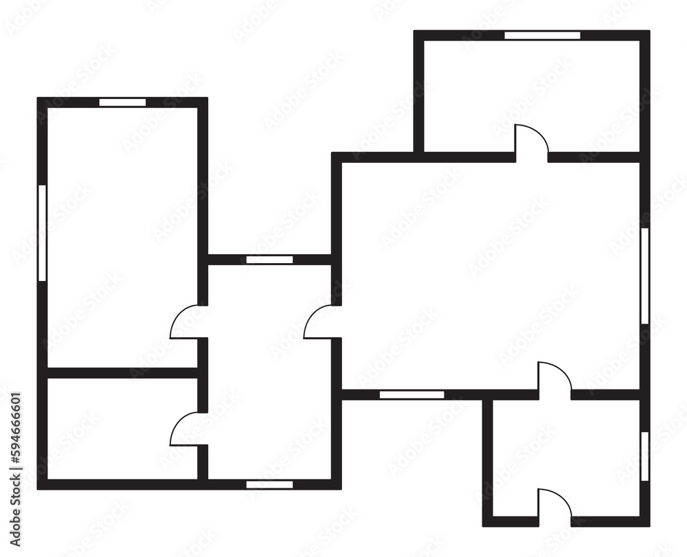 Apartment architectural plan. Top view of floor plan. blueprint project of house. Professional layout in drawing form Apartment architectural plan. Top view of floor plan. blueprint project of house. Professional layout in drawing form