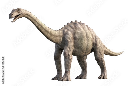 Cartoon Brachiosaurus Dinosaur On Isolated Transparent Background, Png. Generative AI