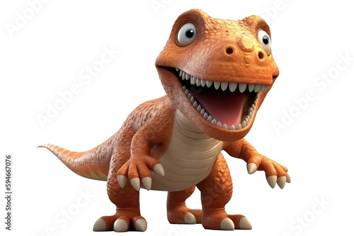 Cute Dinosaur Cartoon Acrocanthosaurus On Isolated Transparent Background  Png. Generative AI