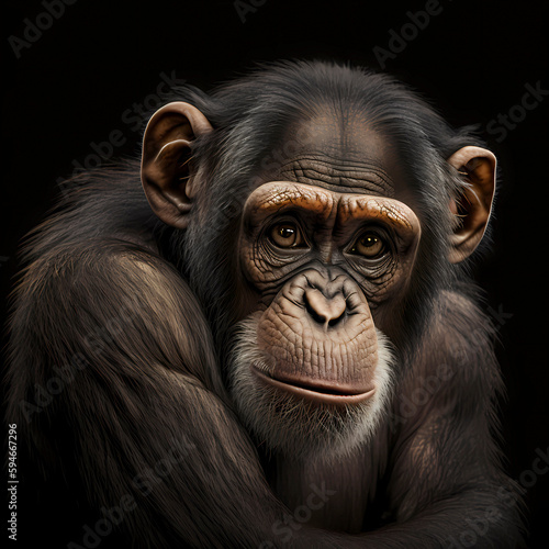 Chimpanzee (Pan) Genus of the great ape family, AI generated © David Brown