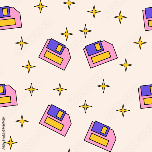 Groovy seamless pattern. Retro background 90s style. Nostalgic retro pattern. Psychedelic and trippy texture