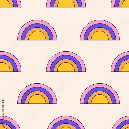 Groovy seamless pattern. Retro background 90s style. Nostalgic retro pattern. Psychedelic and trippy texture