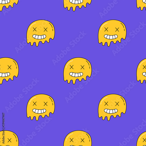 Groovy seamless pattern. Retro background 90s style. Nostalgic retro pattern. Psychedelic and trippy texture