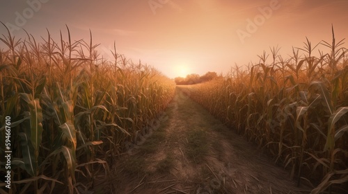 Golden Fields: A Stunning Image of a Corn Field During Sunset