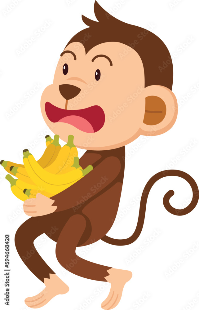 Fototapeta premium cute cartoon monkey character on white background illustration