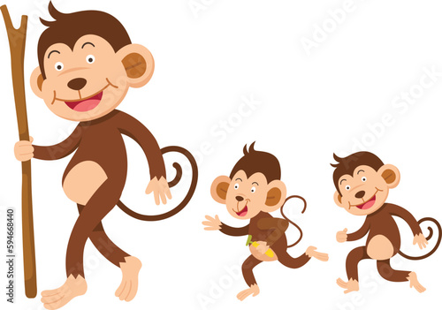 cute cartoon monkey character on white background illustration