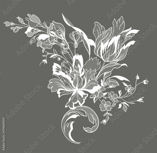 lace flower, bouquet, vector illustration