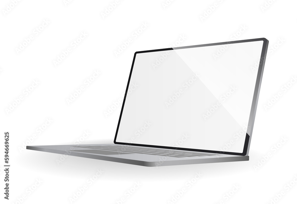Electronic device mockup. White laptop. New version of modern, premium hardware. Gadget template with shadow isolated on white background Electronic device mockup. White laptop. New version of modern, premium hardware. Gadget template with shadow isolated on white background