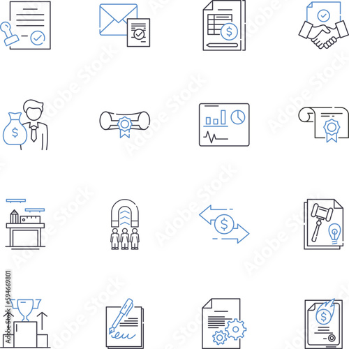 Discipline line icons collection. Control, Authority, Regulation, Order, Training, Rules, Restraint vector and linear illustration. Correction,Punishment,Obedience outline signs set