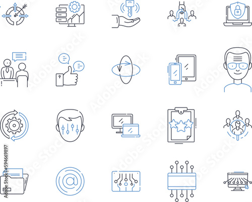Trade cooperation line icons collection. Partnership, Collaboration, Alliances, Nerking, Exporting, Importing, Outsourcing vector and linear illustration. Sourcing,Distribution,Joint ventures outline