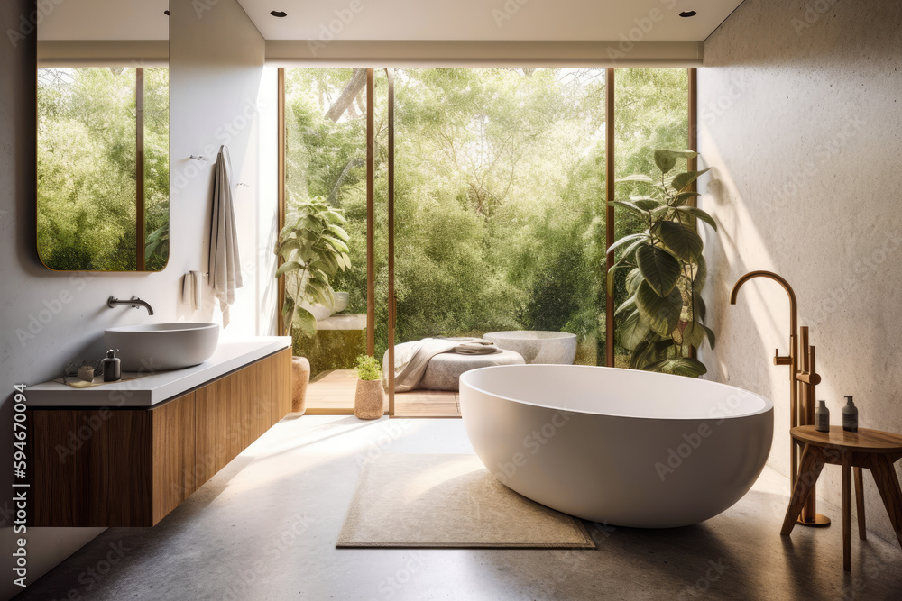 Fototapeta premium Bathroom interior architecture minimalist style