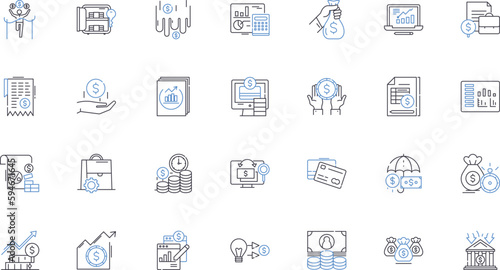 Revenue line icons collection. Income, Earnings, Sales, Profit, Turnover, Receipts, Wealth vector and linear illustration. Mtization,Dividends,Cashflow outline signs set