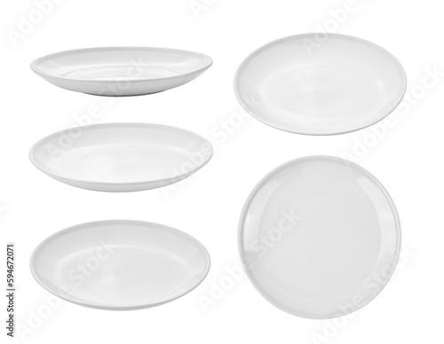white ceramic plate on transparent png