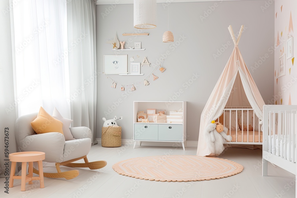 children's room interior. Nursery Interior. ai generative children's room interior. Nursery Interior. ai generative