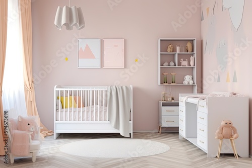 children s room interior. Nursery Interior. ai generative