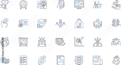 Project milests line icons collection. Progress, Achievement, Success, Milest, Accomplishment, Completion, Progression vector and linear illustration. Advancement,Breakthrough,Masterpiece outline