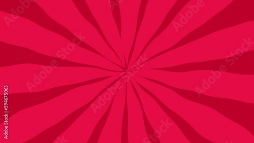 Sunburst retro red ray animation. Pop art abstract sunshine animated background, abstract wavy lines swirling comic or cartoon style.
