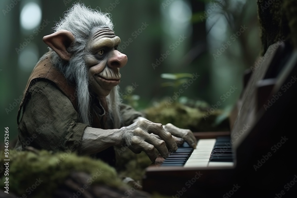 Forest Serenade - Troll playing Piano - Generative AI
