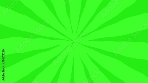 Sunburst retro green ray animation. Pop art abstract sunshine animated background, abstract wavy lines swirling comic or cartoon style.