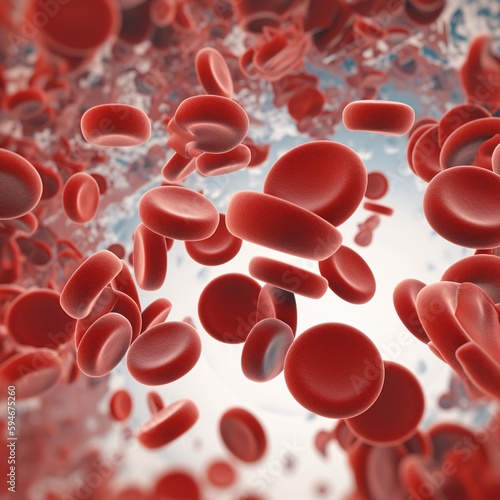 Red blood cells and white blood cells. generative ai