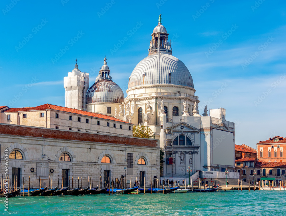 Santa Maria della Salute cathedral and Grand canal in Venice, Italy