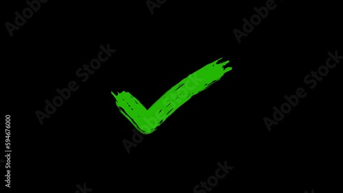 Animated Checkmark and X Symbols for Yes or No, True or False with Alpha Channel. Isolated Tick and Cross Signs