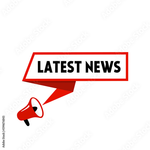 Latest News banner design, Megaphone. Can be used for business, marketing and advertising. Flat vector illustration.
