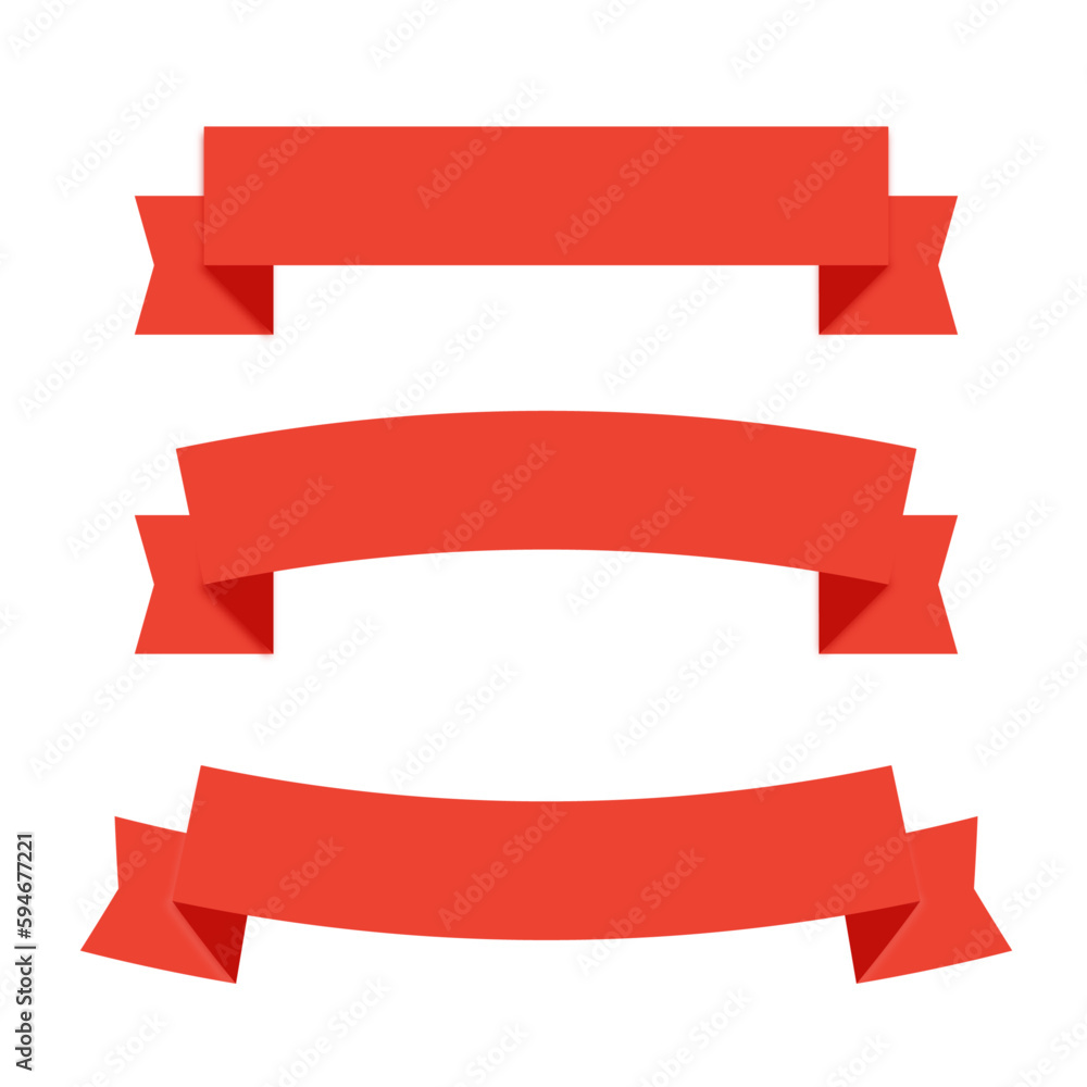 Set of red ribbons isolated on white background, vector Set of red ribbons isolated on white background, vector