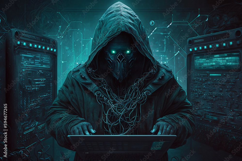 hacker with computer - key to success - cybersecurity - cybercrime - Illustration - Conecpt Art hacker with computer - key to success - cybersecurity - cybercrime - Illustration - Conecpt Art