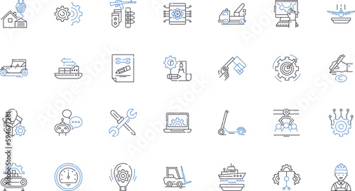 Work line icons collection. Employment, Career, Labor, Profession, Job, Occupation, Workplace vector and linear illustration. Tasks,Duties,Productivity outline signs set